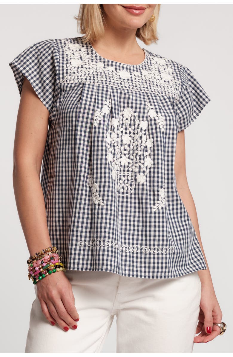 Frances Valentine Camila Top Gingham, Main, color, Navy/Oyster
