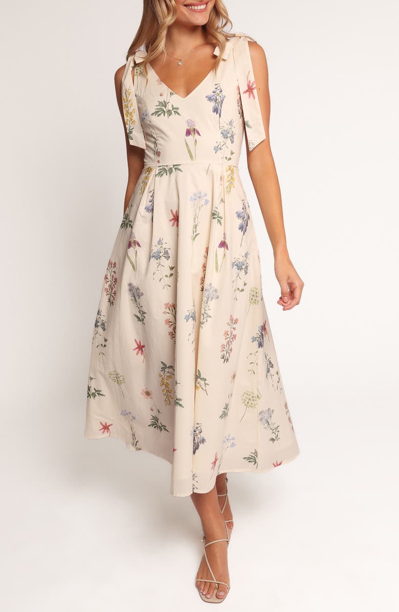 Petal & Pup Galadriel Tie Shoulder Sundress, Main, color, Cream