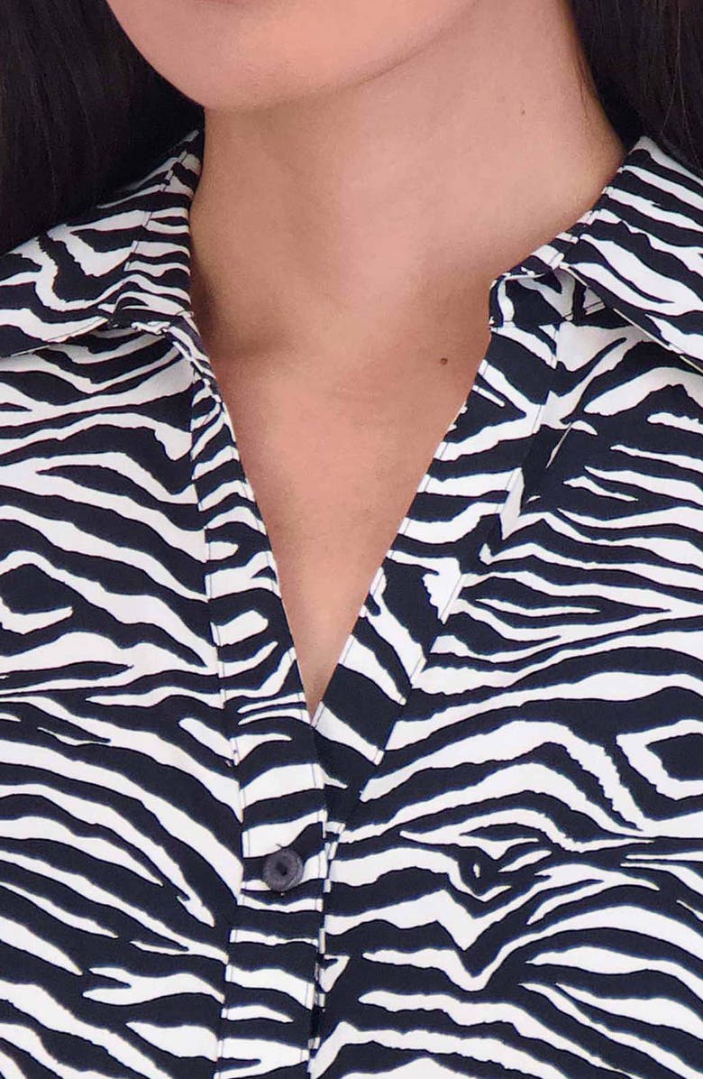 Foxcroft Mary Zebra Print Cotton Button-Up Shirt, Alternate, color,