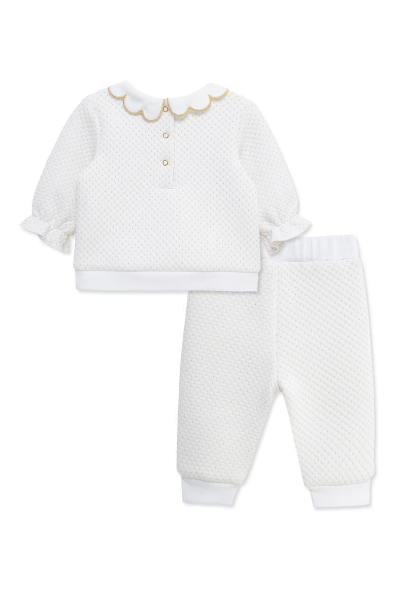 Bow Collared Top & Joggers Set, Alternate, color, WHITE