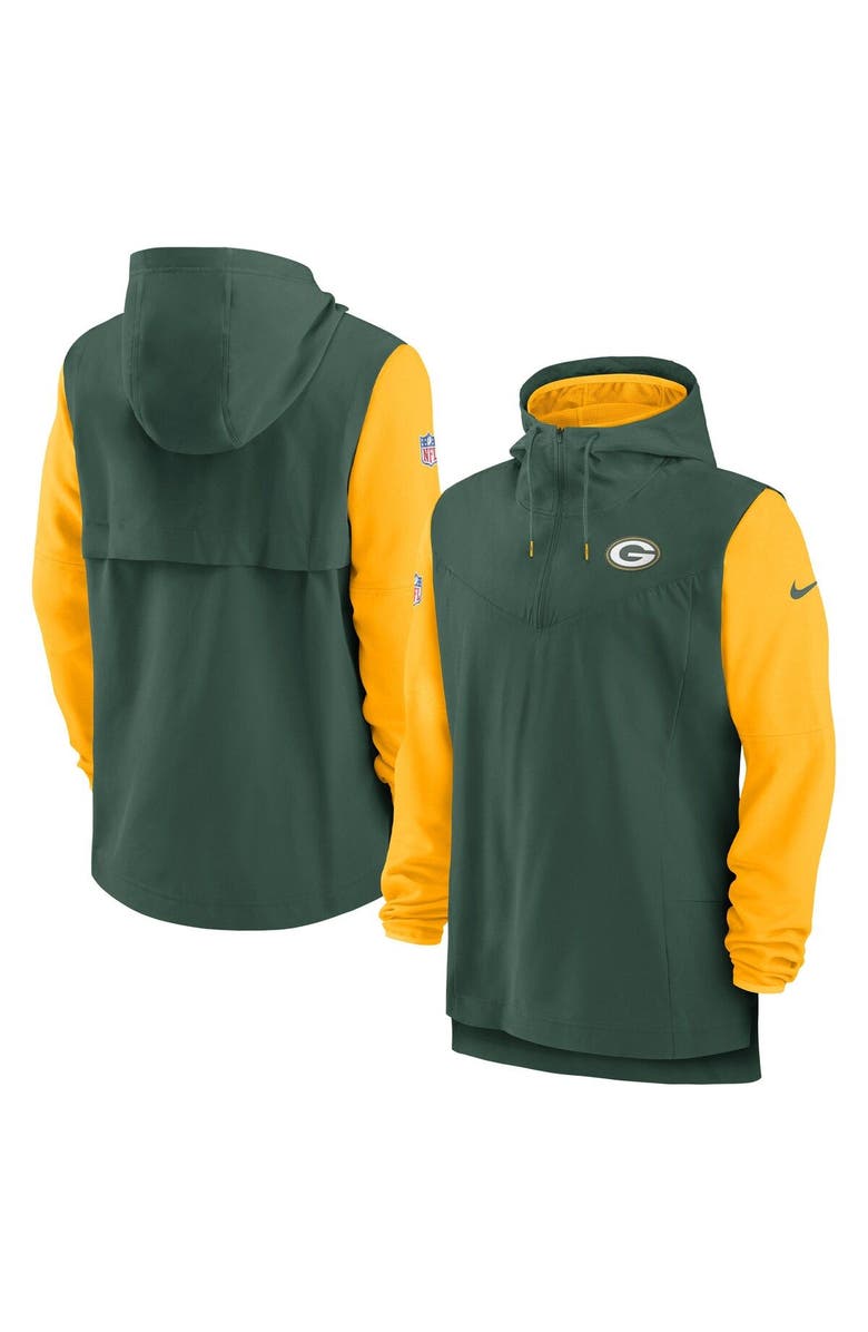 Nike Men's Nike Green/Gold Green Bay Packers Sideline Player Quarter-Zip Hoodie, Main, color, 