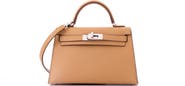 Pre-Owned Hermes Kelly Mini II Bag Brown Epsom with Palladium Hardware 20