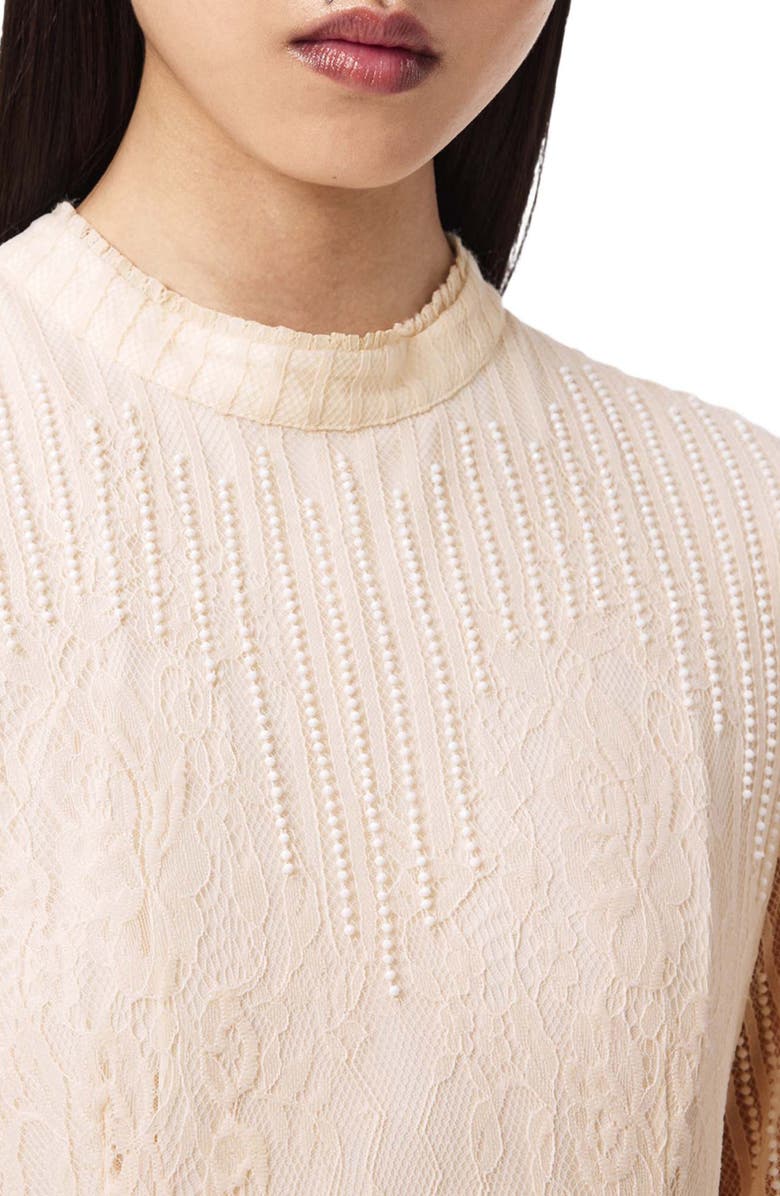 AllSaints Lillian Long Sleeve Lace Dress, Alternate, color, Antique White