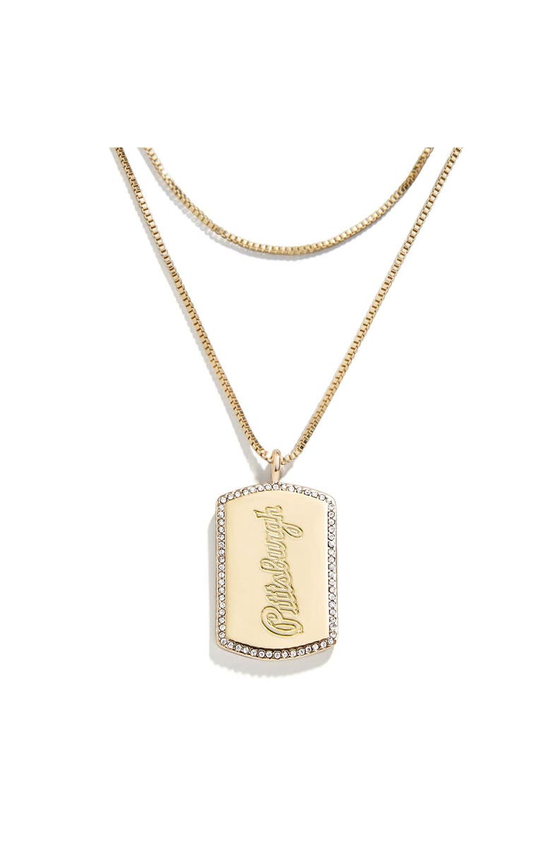 WEAR by Erin Andrews x Baublebar Pittsburgh Pirates Dog Tag Necklace, Main, color, Gold
