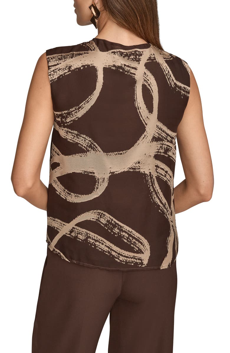 Donna Karan New York Burnout Gathered Shoulder Top, Alternate, color, Choclate