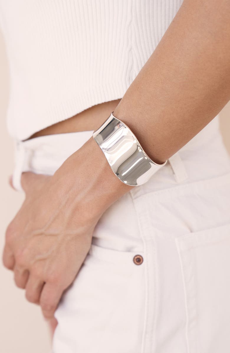 Ettika Smooth Cuff Bracelet, Alternate, color, Silver