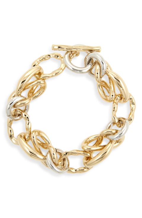 Twisted O Knot Mixed Metal Bracelet