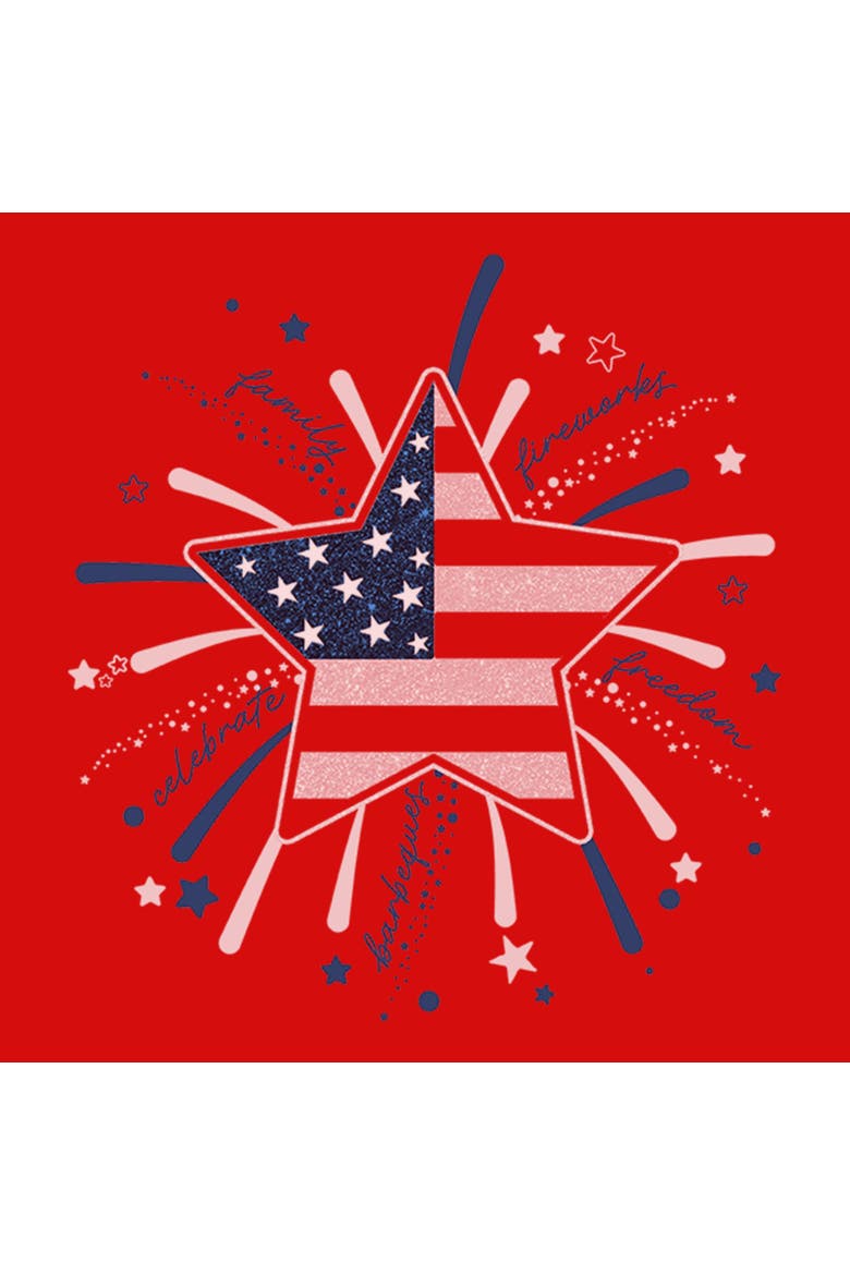 Girl's Lost Gods American Star Flag Fireworks  Graphic T-Shirt, Alternate, color, Red