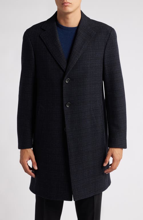 Canali Kei Trim Fit Check Wool & Cashmere Topcoat