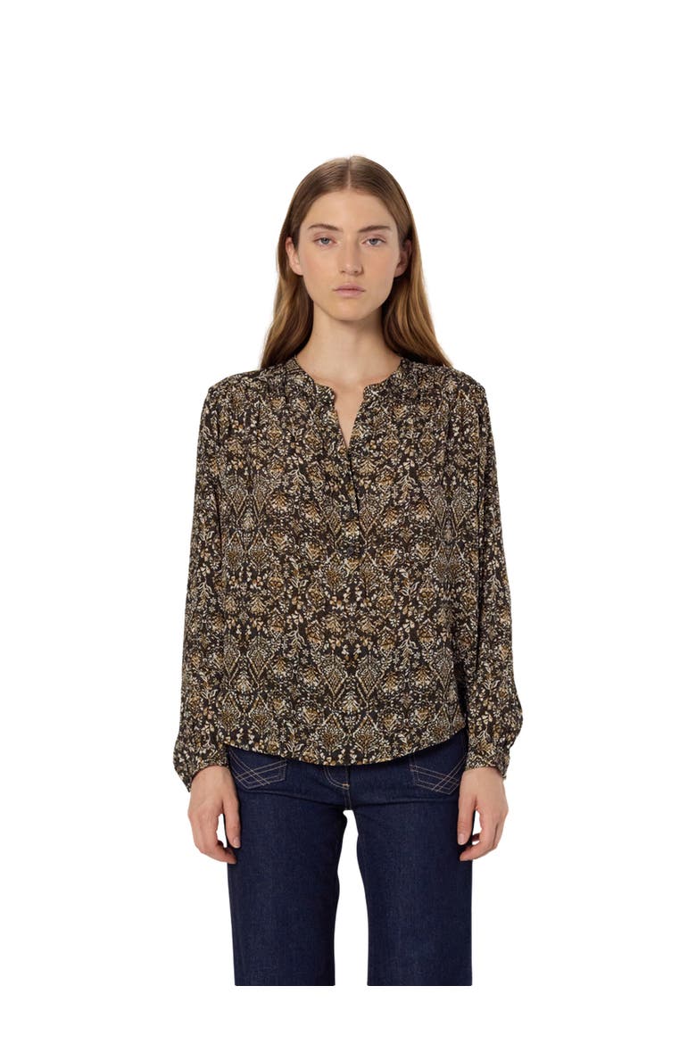 Althea Cultural Print Blouse, Main, color, Medium Khaki