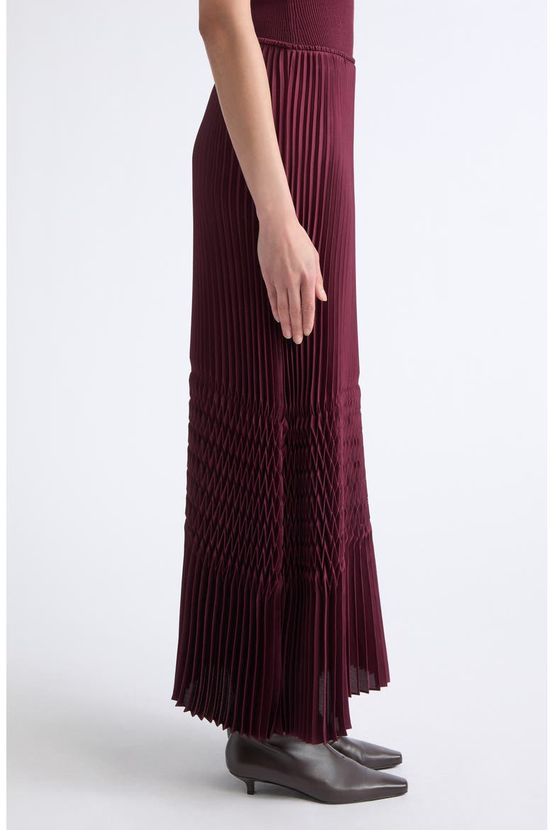 Plissé Straight Midi Skirt, Alternate, color, AUBERGINE