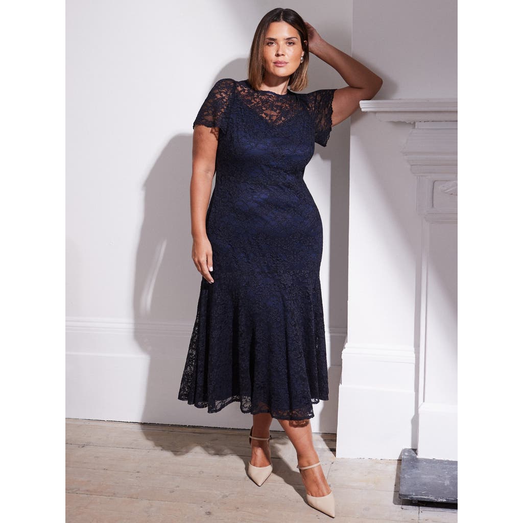 Live Unlimited Lace Midaxi Dress In Blue
