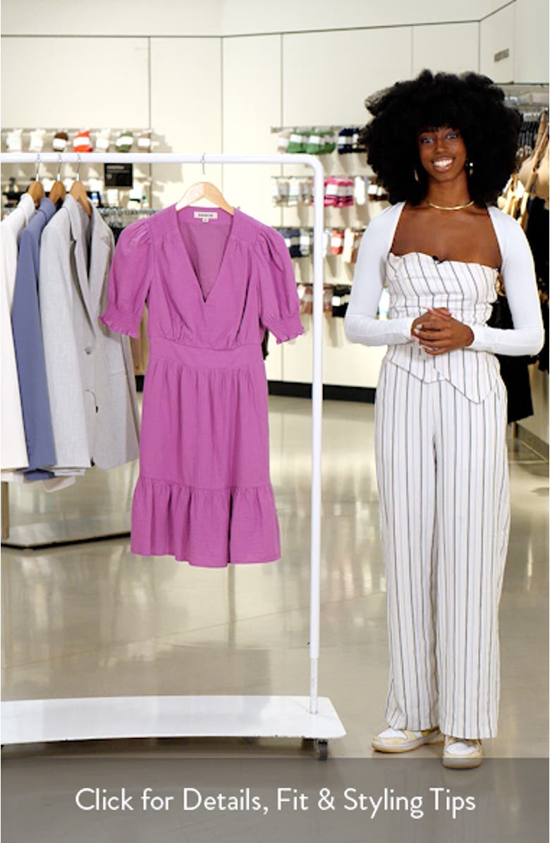 Anna Puff Sleeve Double Cloth Cotton Tiered Dress, sales video thumbnail