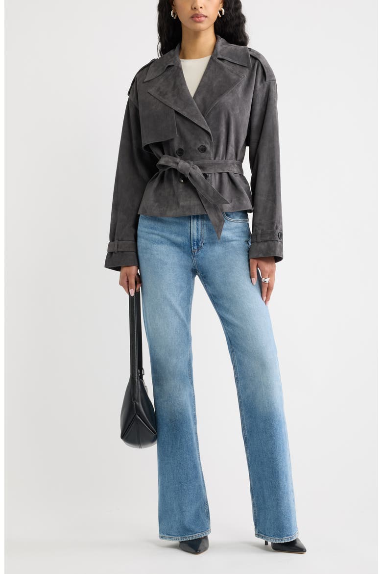 Suede Trench Jacket, Alternate, color, GREY MAGNET