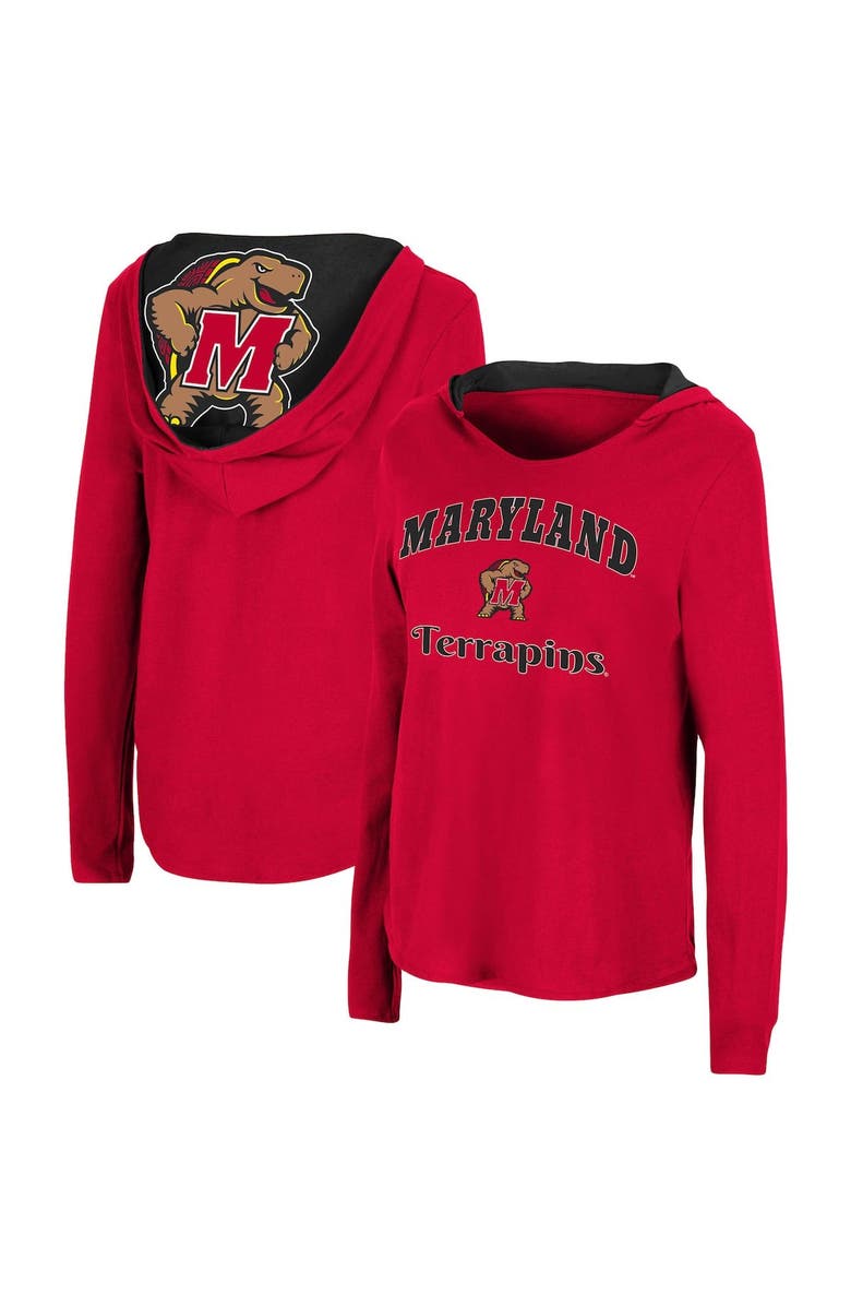 COLOSSEUM Women's Colosseum Red Maryland Terrapins Catalina Hoodie Long Sleeve T-Shirt, Main, color, 
