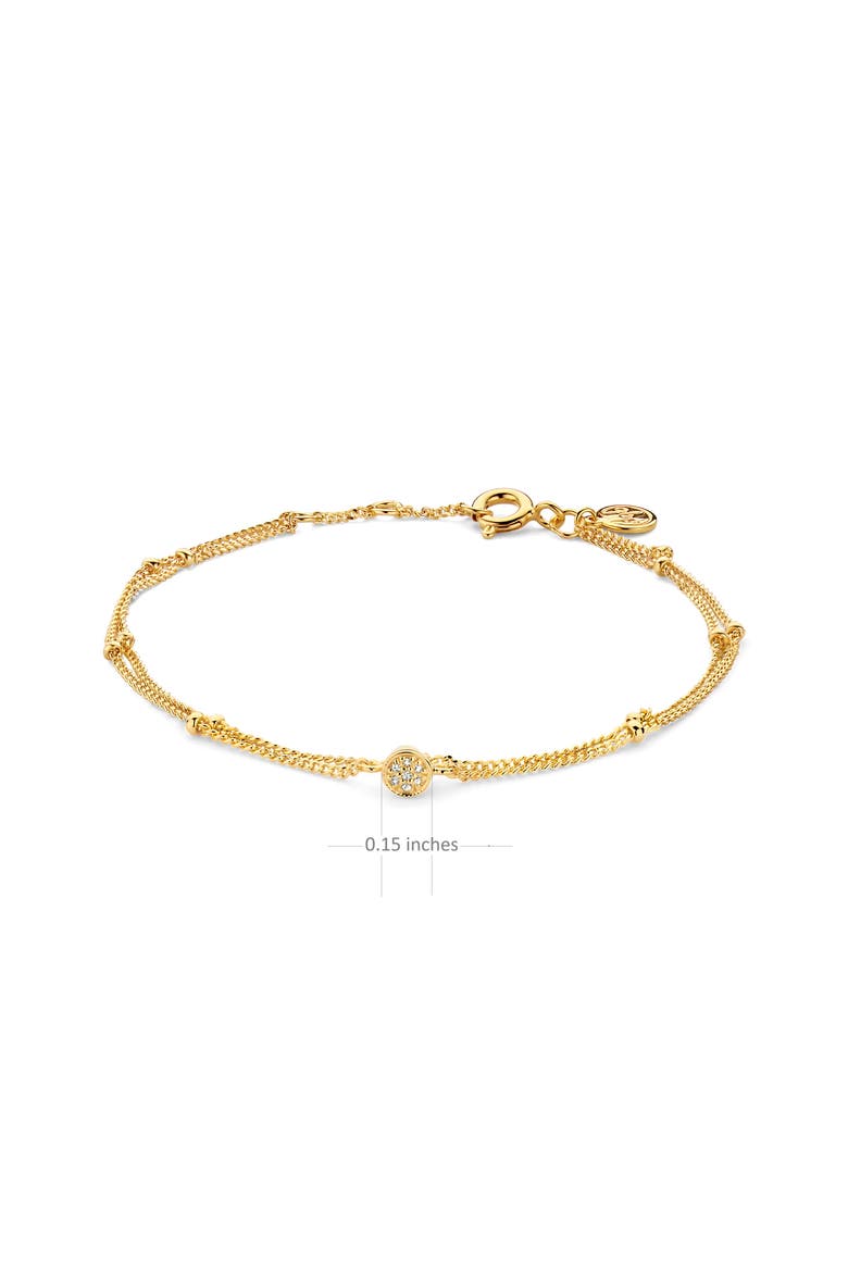 First Beaded Diamond Bracelet | 7 natural diamonds | 925 Sterling Silver | Bracelet on Chain | 6.1 - 6.5 - 6.9 in | Yellow 18k-Gold Plated, Alternate, color, Yellow 18k Gold Plated