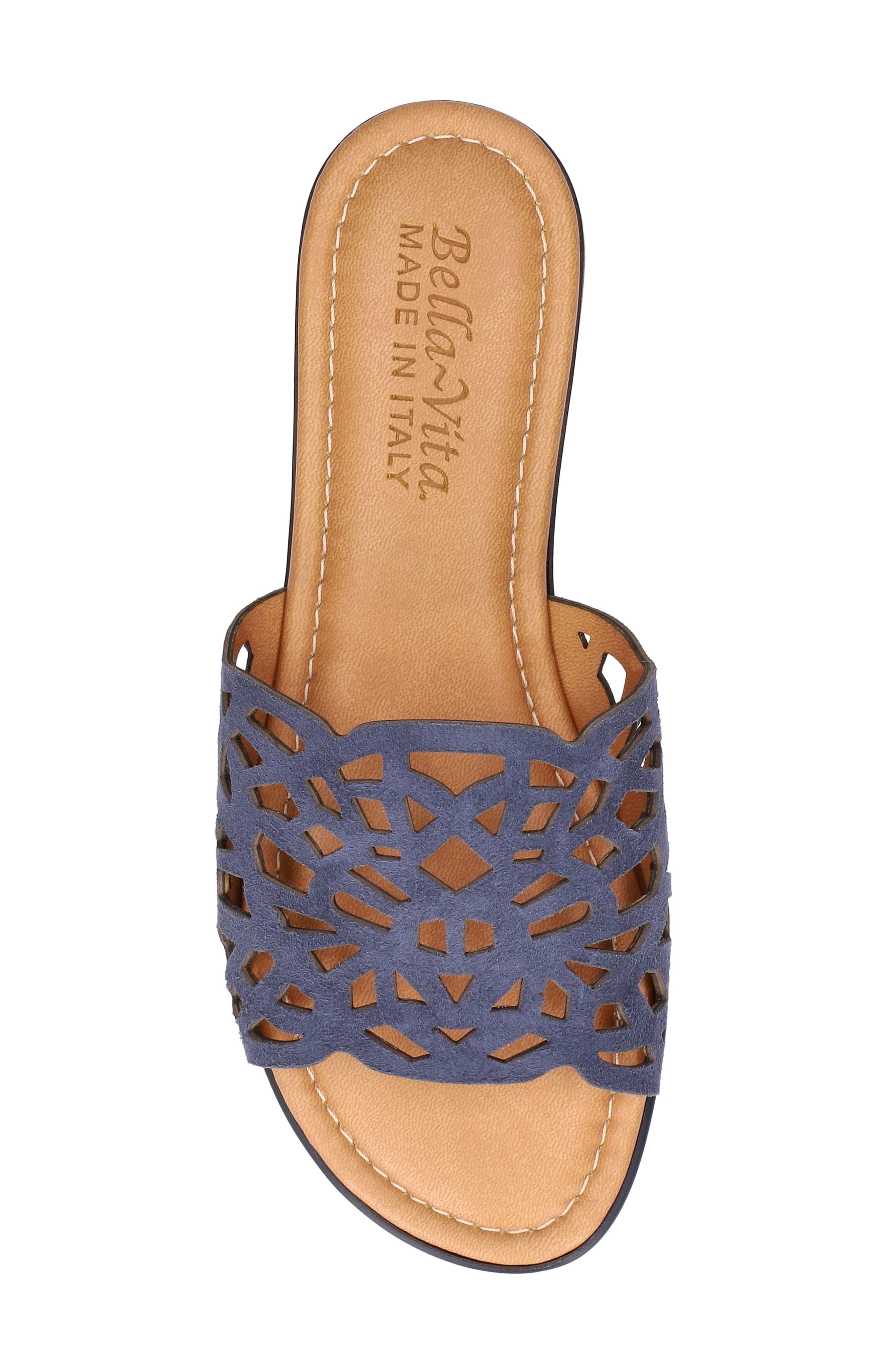 Cas-Italy Wedge Slide Sandal, Alternate, color, NAVY ITALIAN LEATHER