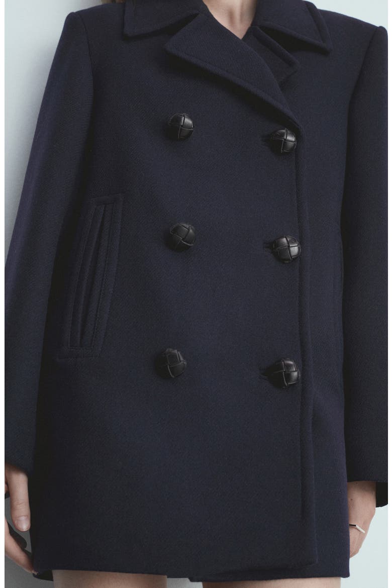 Double Breasted Wool Blend Coat, Alternate, color, DARK NAVY