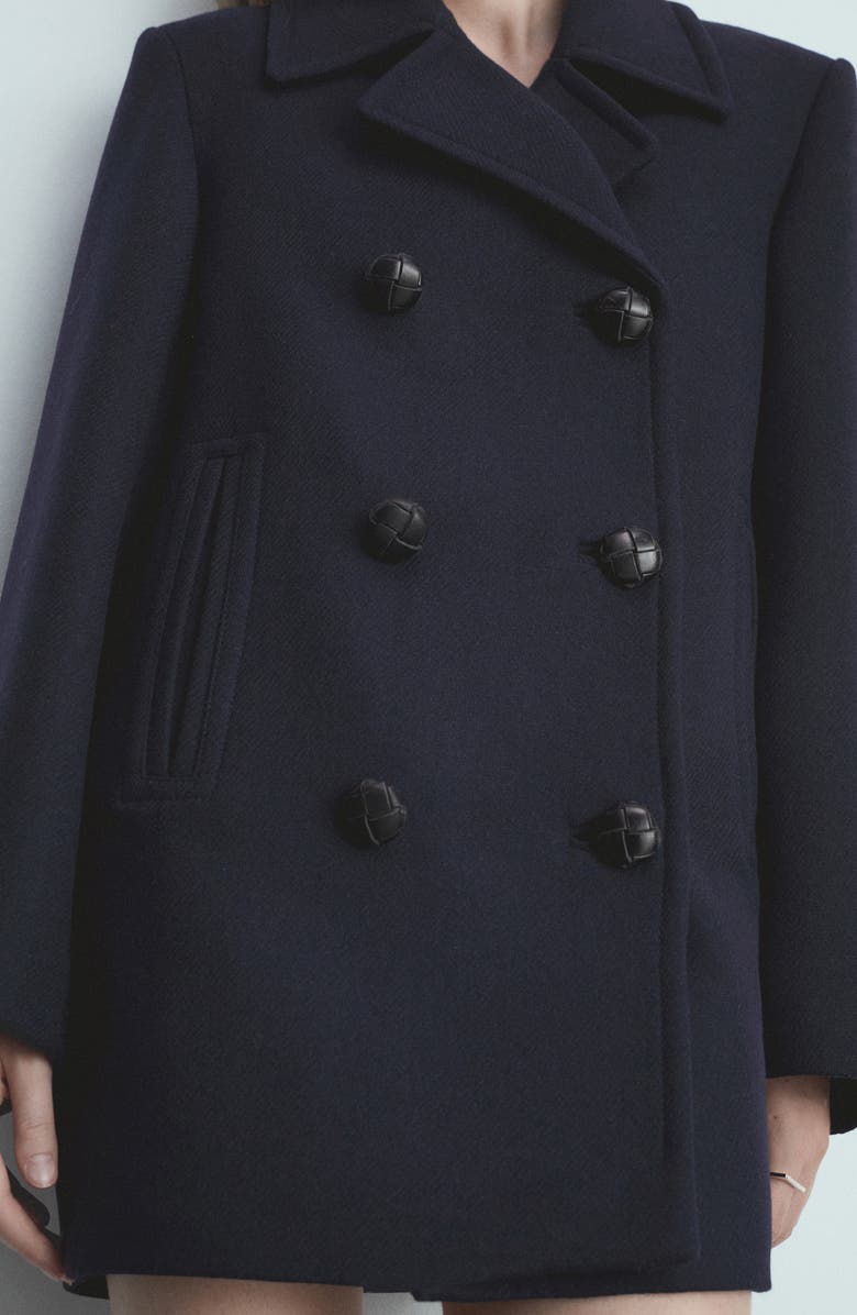 MANGO Double Breasted Wool Blend Coat, Alternate, color,