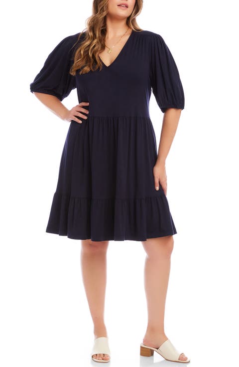 Puff Sleeve TIered Dress (Plus)