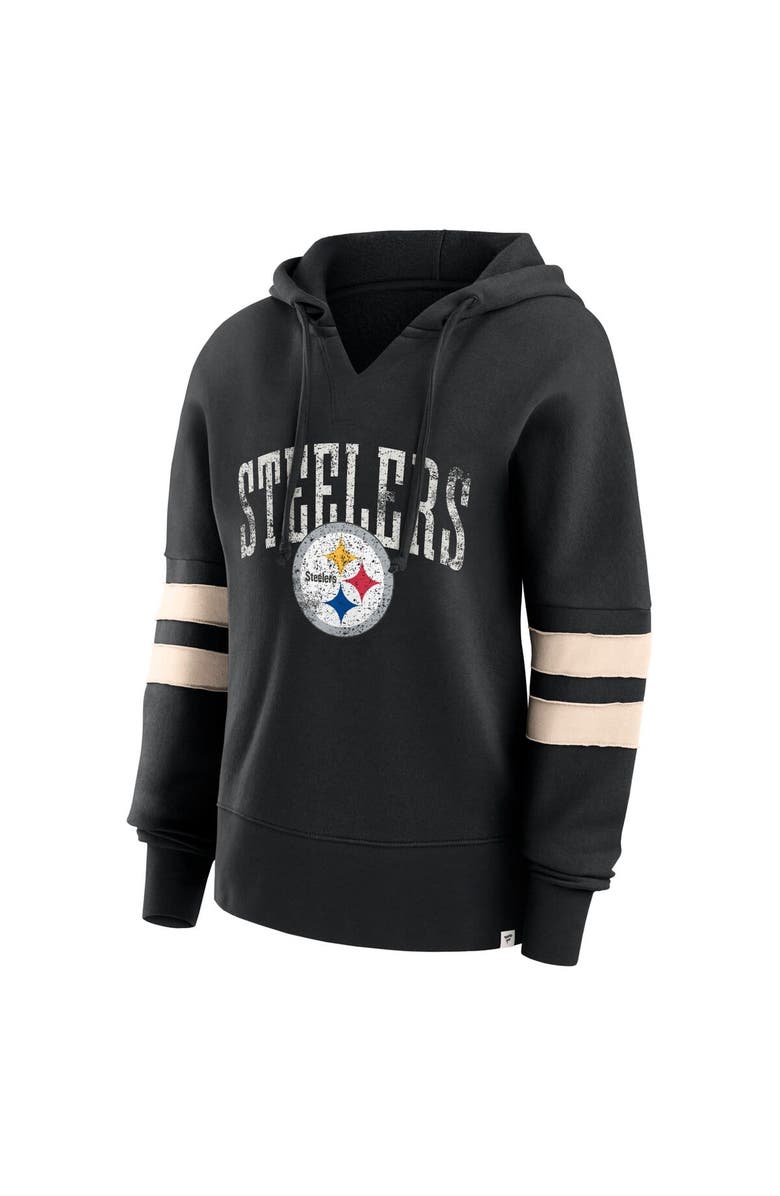 FANATICS Women's Fanatics Branded Black Pittsburgh Steelers Bold Move Dolman V-Neck Pullover Hoodie, Alternate, color,