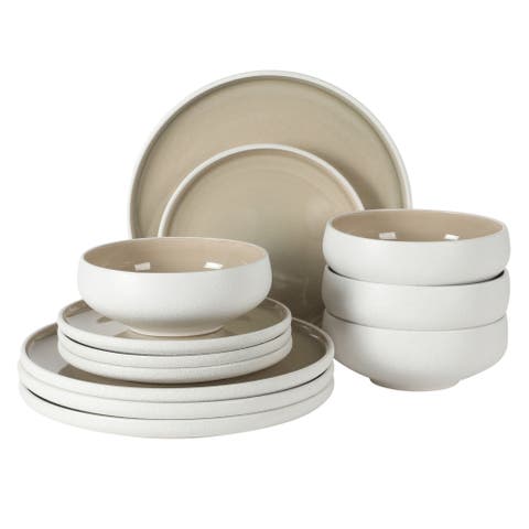 Pacifico Beach 12-Piece Reactive Glaze Stoneware Dinnerware Set