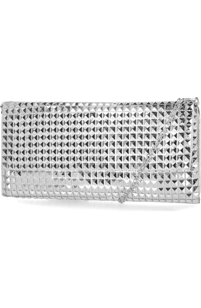 Jessica McClintock Helena Pyramid Mesh Flap Clutch, Alternate, color, Silver