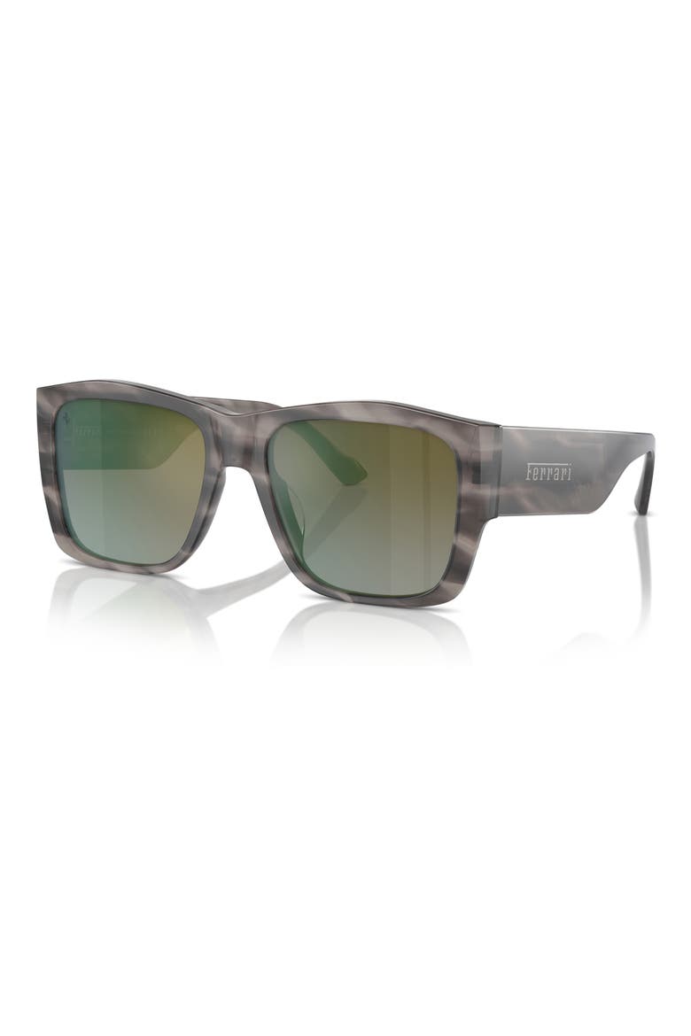 56mm Square Sunglasses, Alternate, color, STRIPED GREY / GREEN MIRROR