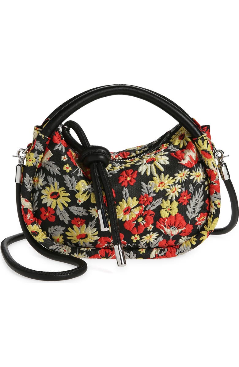 Ganni Mini Floral Knot Bag, Main, color,