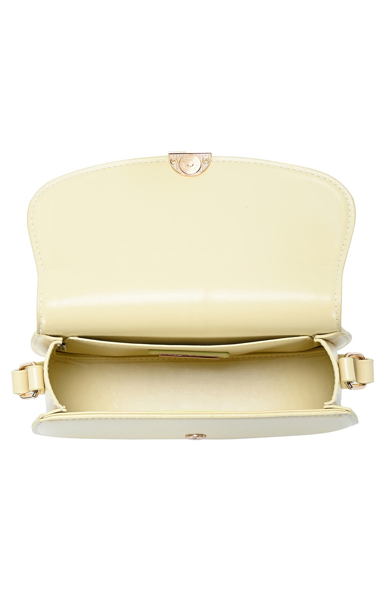 Flap Front Faux Leather Crossbody Bag, Alternate, color, PALE YELLOW