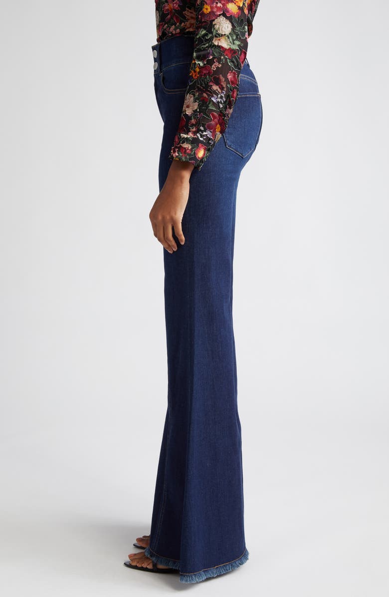 Alice + Olivia High Waist Ruffle Flare Leg Jeans, Alternate, color, Dream On