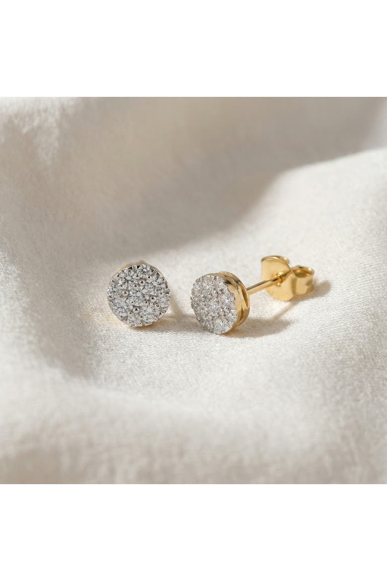 1/2Ct TW Round Cut Diamond Pave Studs Lab Grown 10k Gold Earrings, Alternate, color, 10k Yellow Gold