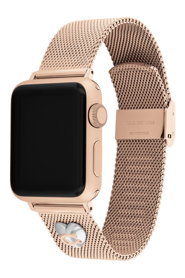 Mesh Bracelet Band for Apple Watch®, Alternate, color, ROSE GOLD
