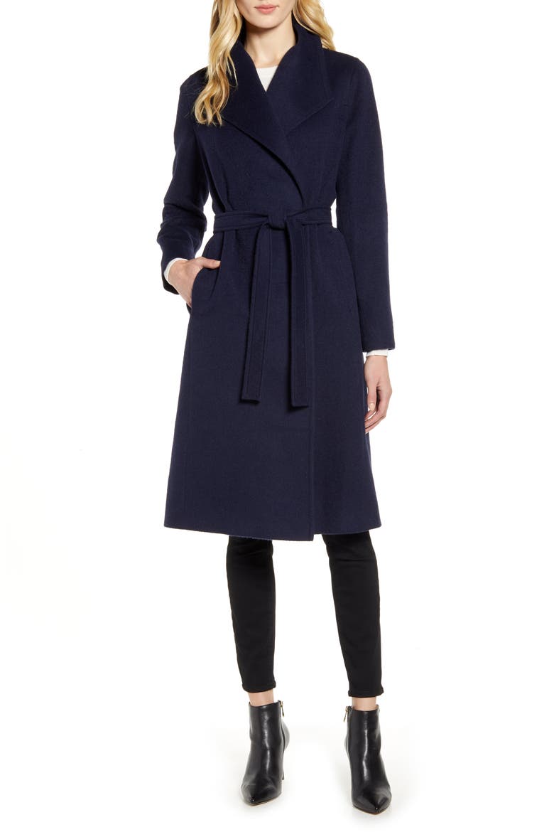 Alpaca Blend Wrap Coat, Main, color, NAVY