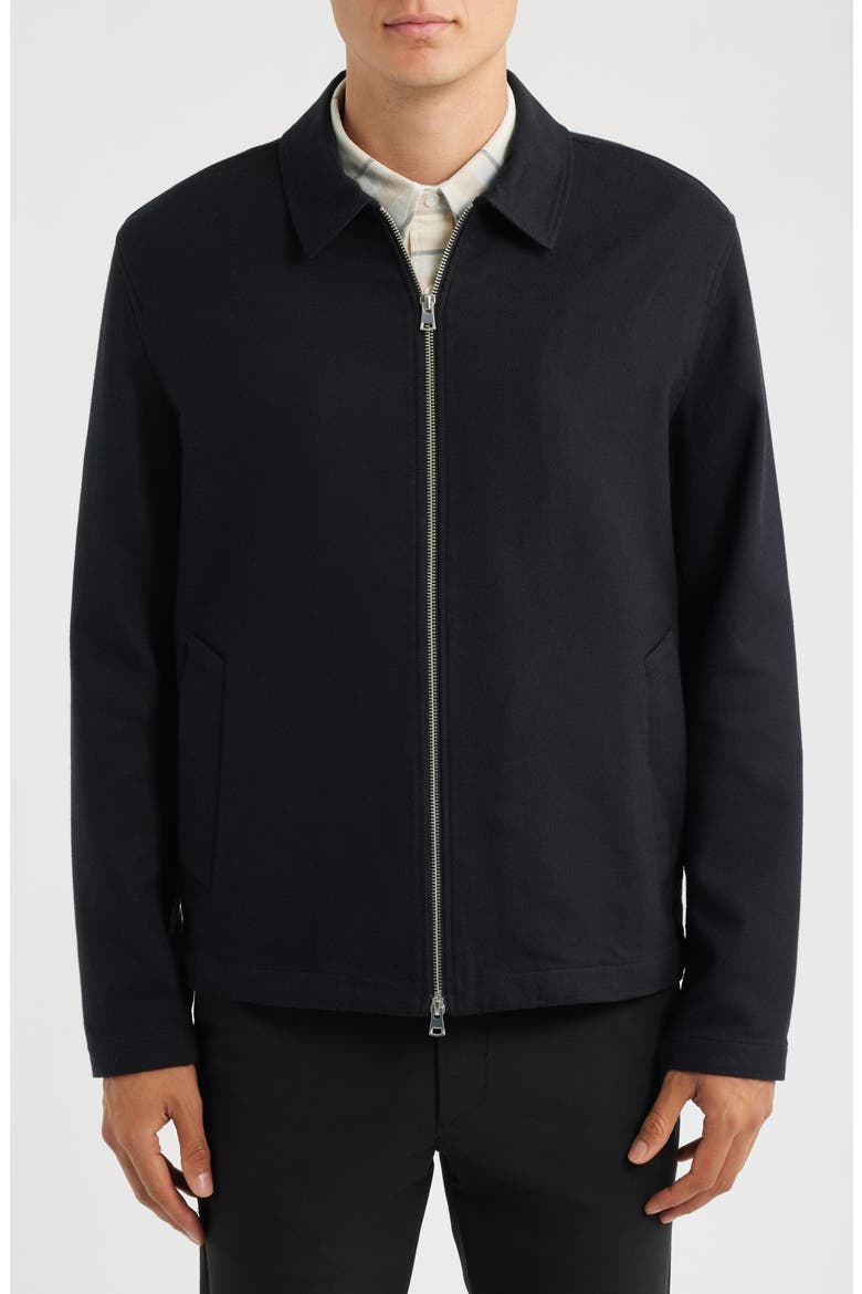 Cotton Blend Zip Jacket, Alternate, color, BLACK