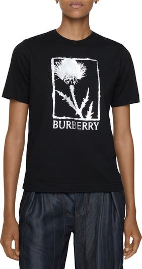 【関税込み】Burberry ブラック Thistle Logo Tシャツ Black Thistle Logo T-Shirt by Burberry on Sale