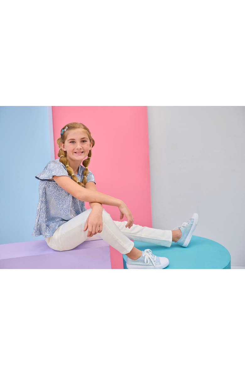 BISBY Kids' Metallic Crinkle Top, Alternate, color, Blue Crinkle Stars