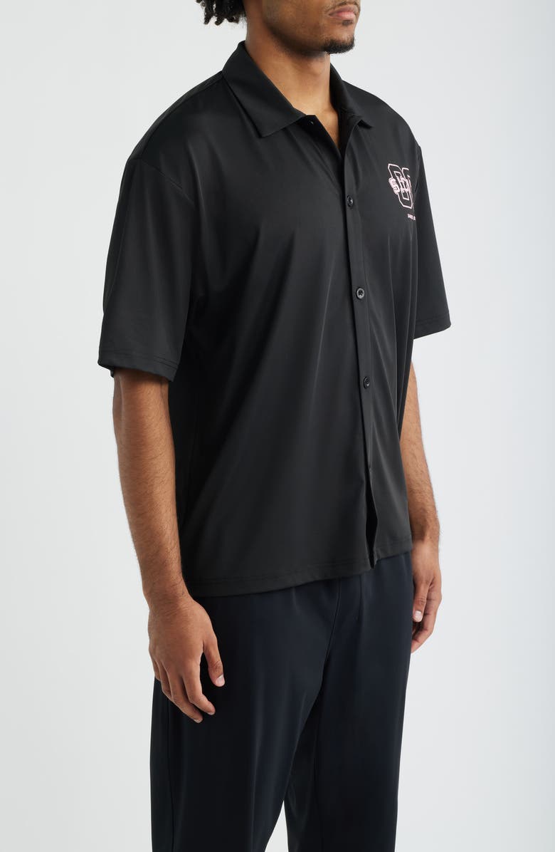 SANTO STUDIO Ryan Graphic Button-Up Shirt, Alternate, color, Black