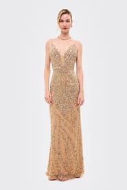 BEAUUT Embellished Sequin Maxi Dress With Trail