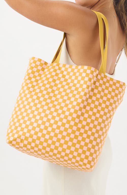 Aloha Collection Market Stripe Reversible Water Resistant Tyvek® Tote In Gold