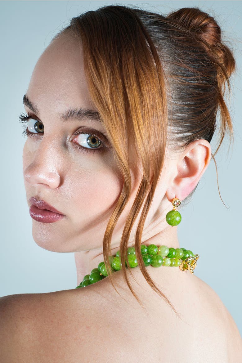 Olivia Peridot Bead  Drop Earrings, Alternate, color, Green