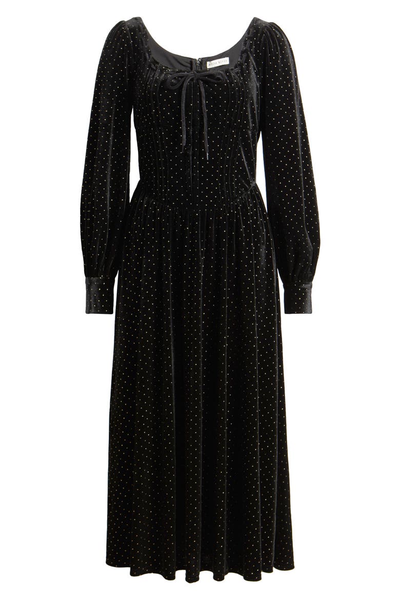 Metallic Long Sleeve Velvet Maxi Dress, Alternate, color, BLACK