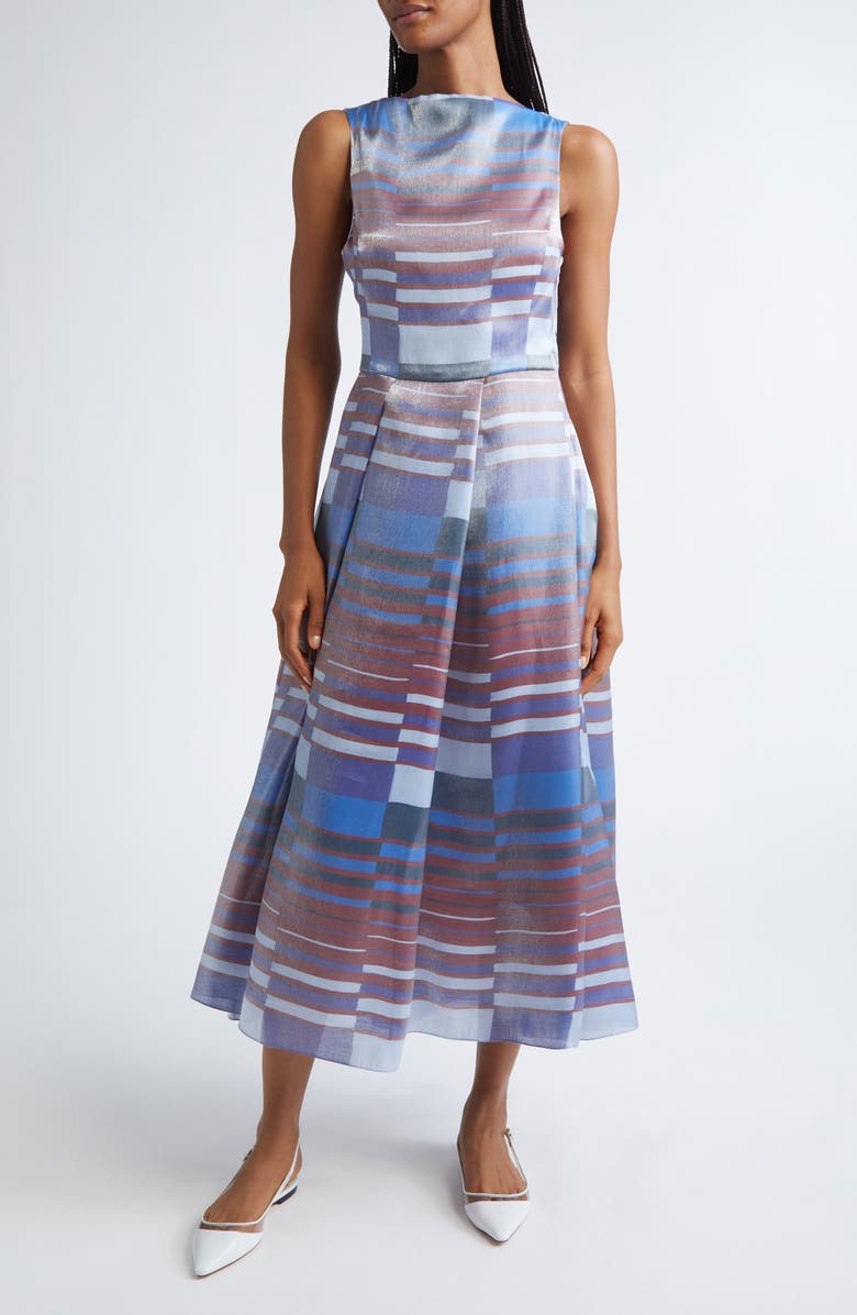Emporio Armani Metallic Geo Print Sleeveless Dress, Main, color, Patterned