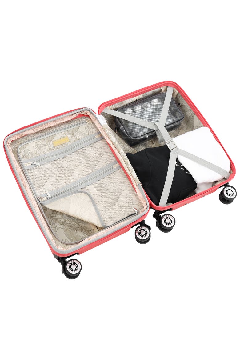 3-Piece Hardside Luggage Set with 3D Pineapple 30", 26" & 21.5" Spinner Suitcases, Alternate, color, CORAL