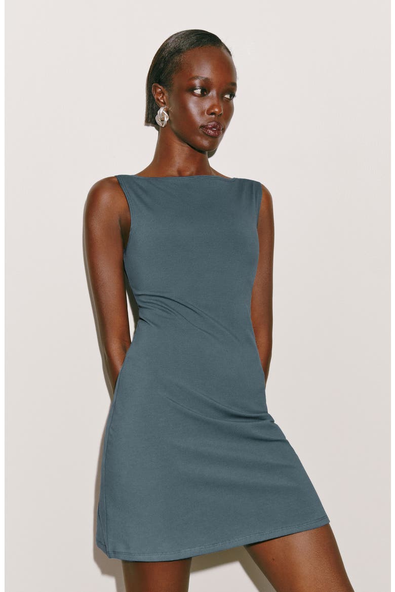 Nataly Sleeveless Organic Cotton Knit Minidress, Alternate, color, SLATE