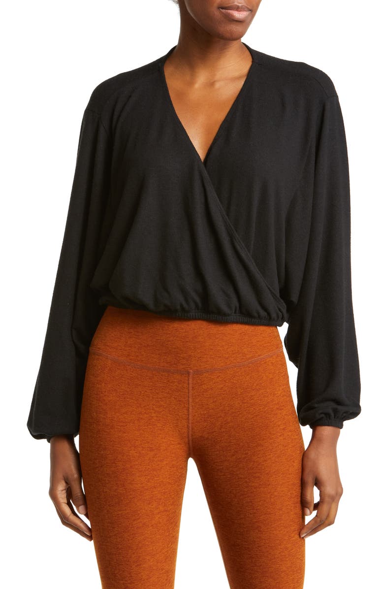 Beyond Yoga Wrapped Up Pullover, Main, color, Black