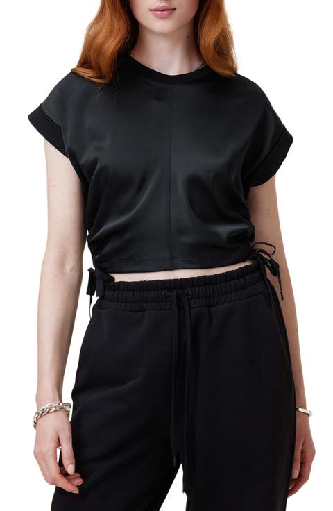 Mira Cinched Side Satin T-Shirt