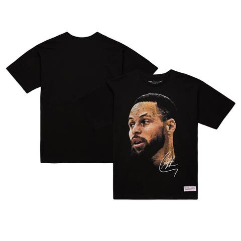 Unisex Mitchell & Ness Stephen Curry Black NBA Real Big Face Player T-Shirt