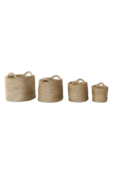 Set of 4 Oval Jute Baskets
