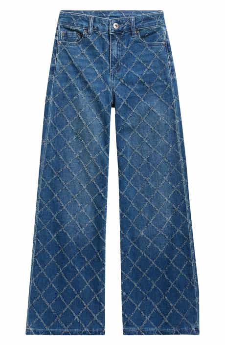 Kids' Diamond Needle Punch Wide Leg Jeans